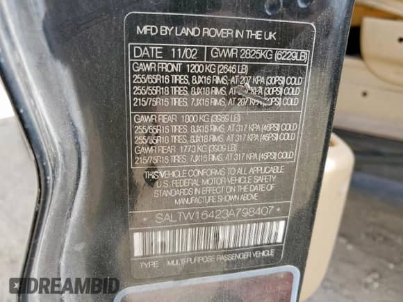 2003 Land Rover Discovery SE с VIN SALTW16423A798407, выставлен на аукционе Copart как лот 85578145 с пробегом 199 508 миль миль и Списание • Salvage title. История ставок и продаж доступна на DreamBid. Изображение 14.