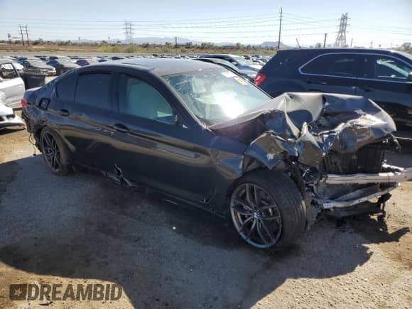 2020 BMW 5 Series 530e with VIN WBAJA9C02LCE53489, listed as a Copart auction lot 56739195 with Not provided miles and Salvage title. Bid and sale history available at DreamBid. Image 4.