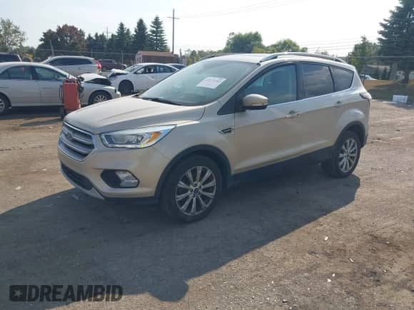 2017 Ford Escape Titanium with VIN 1FMCU0JD7HUE92688, listed as a IAAI auction lot 43171142 with 156,576 mi miles and . Bid and sale history available at DreamBid. Image 2.