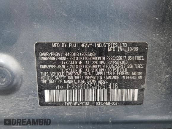 2010 Subaru Forester X Premium with VIN JF2SH6CC5AH751416, listed as a Copart auction lot 82036635 with 236,897 mi miles and Clean title. Bid and sale history available at DreamBid. Image 14.