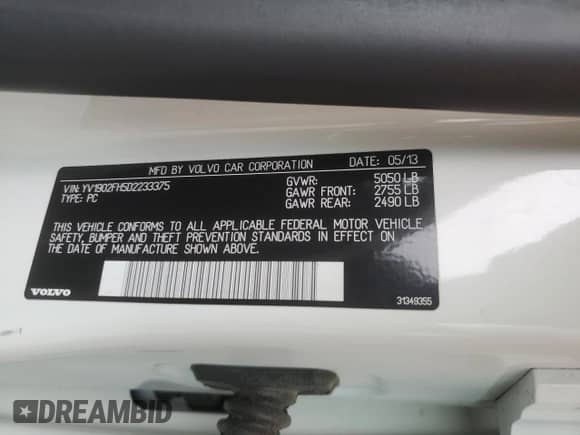 2013 Volvo S60 T6 R-Design Platinum с VIN YV1902FH5D2233375, выставлен на аукционе Copart как лот 68198835 с пробегом 82 713 миль миль и Списание • Salvage title. История ставок и продаж доступна на DreamBid. Изображение 12.