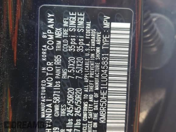 2020 Hyundai Palisade Limited с VIN KM8R5DHE1LU045831, выставлен на аукционе Copart как лот 62739784 с пробегом 56 873 миль миль и Списание • Salvage title. История ставок и продаж доступна на DreamBid. Изображение 15.