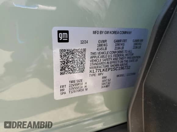2025 Chevrolet Trax ACTIV with VIN KL77LKEP1SC196732, listed as a Copart auction lot 82047415 with 6,301 mi miles and Salvage title. Bid and sale history available at DreamBid. Image 14.