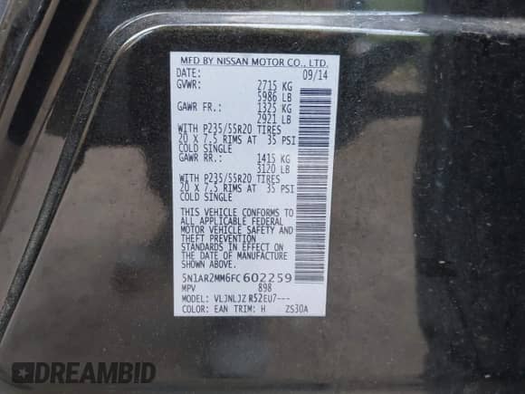 2015 Nissan Pathfinder SL с VIN 5N1AR2MM6FC602259, выставлен на аукционе IAAI как лот 42280826 с пробегом 188 002 миль миль и . История ставок и продаж доступна на DreamBid. Изображение 9.