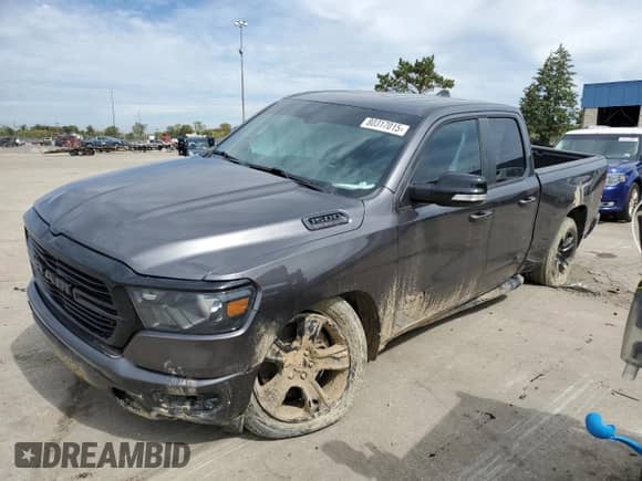 2021 Ram 1500 Big Horn with VIN 1C6SRFBT5MN682981, listed as a Copart auction lot 80317015 with 34,431 mi miles and Clean title. Bid and sale history available at DreamBid. Image 1.