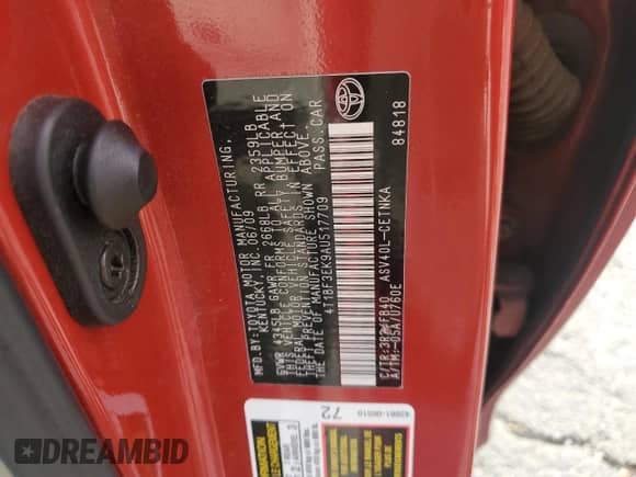 2010 Toyota Camry z VIN 4T1BF3EK9AU517709, wystawiony jako Copart lot #85871455 z przebiegiem 235 020 mil mil oraz Szkoda całkowita • Salvage title. Historia ofert i sprzedaży dostępna na DreamBid. Obrazek 12.