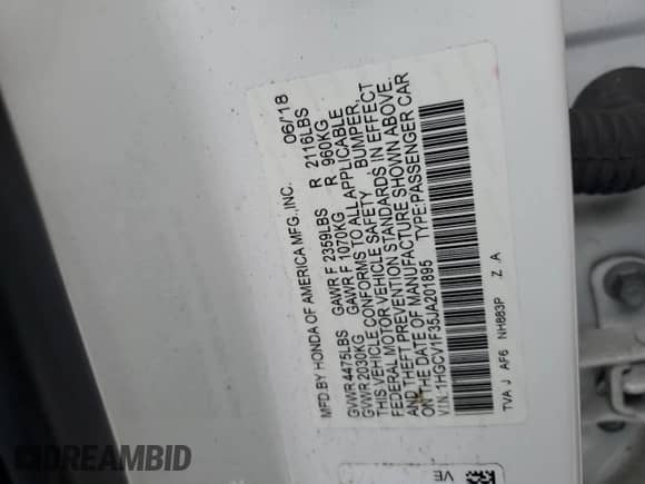 2018 Honda Accord Sport with VIN 1HGCV1F35JA201895, listed as a Copart auction lot 69991375 with 94,638 mi miles and Salvage title. Bid and sale history available at DreamBid. Image 12.