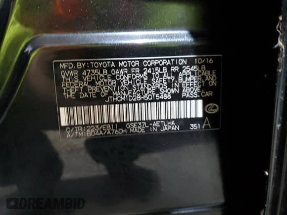 2017 Lexus IS 300 z VIN JTHCM1D28H5015488, wystawiony jako Copart lot #86219525 z przebiegiem Nie podano mil oraz Szkoda całkowita • Salvage title. Historia ofert i sprzedaży dostępna na DreamBid. Obrazek 12.