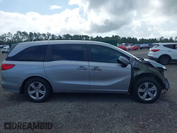 2020 Honda Odyssey EX with VIN 5FNRL6H54LB014751, listed as a IAAI auction lot 43150850 with 55,994 mi miles and . Bid and sale history available at DreamBid. Image 13.