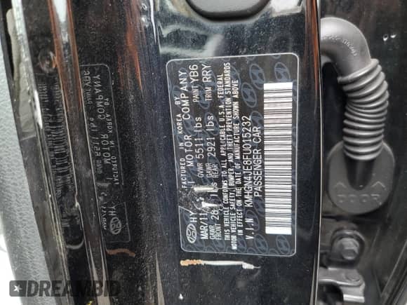 2015 Hyundai Genesis 3.8L with VIN KMHGN4JE8FU015232, listed as a Copart auction lot 90409925 with 123,472 mi miles and Salvage title. Bid and sale history available at DreamBid. Image 12.