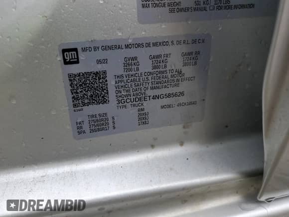 2022 Chevrolet Silverado 1500 RST z VIN 3GCUDEET4NG585626, wystawiony jako Copart lot #58812515 z przebiegiem 52 291 mil mil oraz Szkoda całkowita • Salvage title. Historia ofert i sprzedaży dostępna na DreamBid. Obrazek 13.