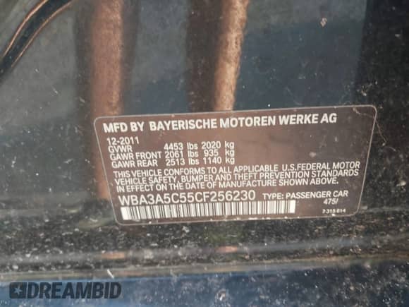 2012 BMW 3 Series 328i с VIN WBA3A5C55CF256230, выставлен на аукционе IAAI как лот 42847878 с пробегом Не указан миль и . История ставок и продаж доступна на DreamBid. Изображение 9.