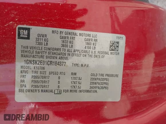 2012 Chevrolet Tahoe Commercial с VIN 1GNSK2E01CR184377, выставлен на аукционе IAAI как лот 42974694 с пробегом 130 764 миль миль и . История ставок и продаж доступна на DreamBid. Изображение 9.