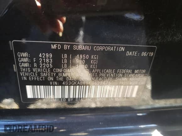 2019 Subaru Impreza with VIN 4S3GKAB68K3622475, listed as a Copart auction lot 85751925 with 45,639 mi miles and Salvage title. Bid and sale history available at DreamBid. Image 13.