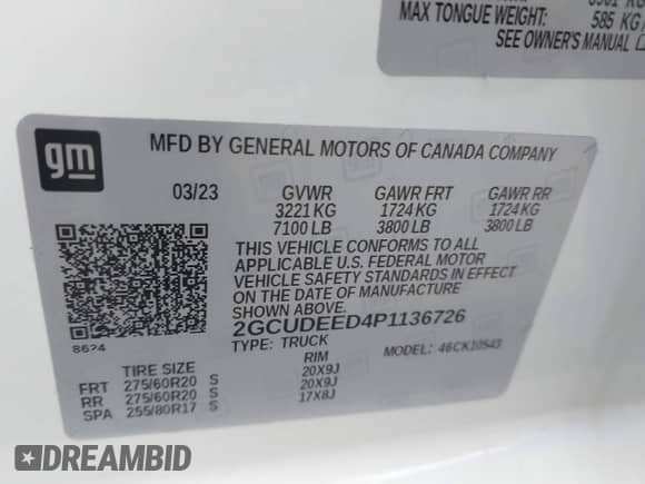 2023 Chevrolet Silverado 1500 RST with VIN 2GCUDEED4P1136726, listed as a IAAI auction lot 42827475 with 17,336 mi miles and . Bid and sale history available at DreamBid. Image 9.