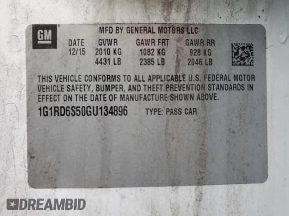 2016 Chevrolet Volt Premier с VIN 1G1RD6S50GU134896, выставлен на аукционе Copart как лот 42408313 с пробегом 113 621 миль миль и . История ставок и продаж доступна на DreamBid. Изображение 12.