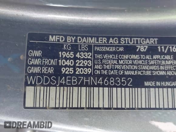 2017 Mercedes-Benz CLA 250 с VIN WDDSJ4EB7HN468352, выставлен на аукционе IAAI как лот 42750283 с пробегом 85 041 миль миль и . История ставок и продаж доступна на DreamBid. Изображение 9.