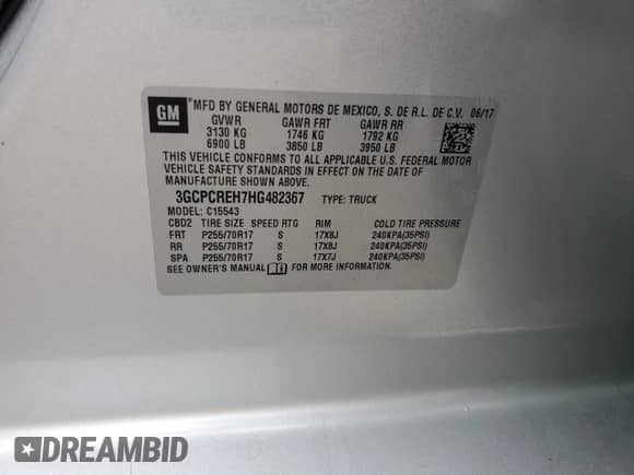 2017 Chevrolet Silverado 1500 LT с VIN 3GCPCREH7HG482367, выставлен на аукционе Copart как лот 80806875 с пробегом 136 415 миль миль и Списание • Salvage title. История ставок и продаж доступна на DreamBid. Изображение 12.