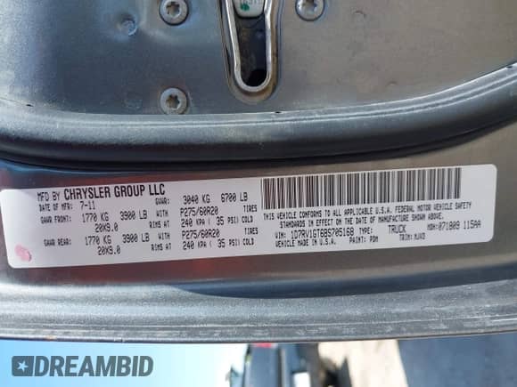 2011 Ram 1500 SLT z VIN 1D7RV1GT6BS705168, wystawiony jako IAAI lot #42221247 z przebiegiem 244 865 mil mil oraz . Historia ofert i sprzedaży dostępna na DreamBid. Obrazek 9.