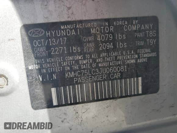 2018 Hyundai Ioniq SEL с VIN KMHC75LC3JU060081, выставлен на аукционе Copart как лот 55275104 с пробегом 47 750 миль миль и Списание • Salvage title. История ставок и продаж доступна на DreamBid. Изображение 12.