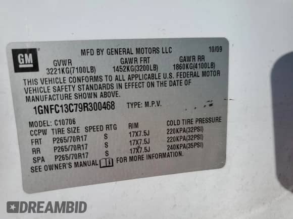 2009 Chevrolet Tahoe LS z VIN 1GNFC13C79R300468, wystawiony jako Copart lot #50445075 z przebiegiem 281 738 mil mil oraz Szkoda całkowita • Salvage title. Historia ofert i sprzedaży dostępna na DreamBid. Obrazek 13.