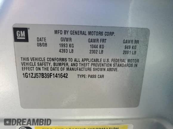 2009 Chevrolet Malibu 2LT с VIN 1G1ZJ57B39F141642, выставлен на аукционе Copart как лот 85891335 с пробегом 58 961 миль миль и Списание • Salvage title. История ставок и продаж доступна на DreamBid. Изображение 12.