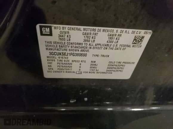 2015 Chevrolet Silverado 1500 LTZ z VIN 3GCUKSEJ1FG380690, wystawiony jako Copart lot #54418355 z przebiegiem Nie podano mil oraz Szkoda całkowita • Salvage title. Historia ofert i sprzedaży dostępna na DreamBid. Obrazek 12.