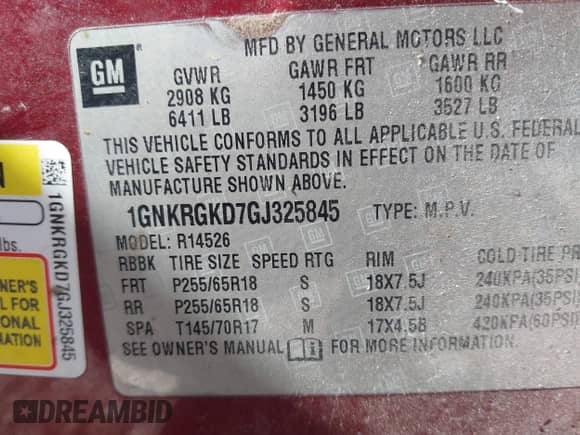 2016 Chevrolet Traverse LT с VIN 1GNKRGKD7GJ325845, выставлен на аукционе IAAI как лот 43481246 с пробегом 192 128 миль миль и . История ставок и продаж доступна на DreamBid. Изображение 9.