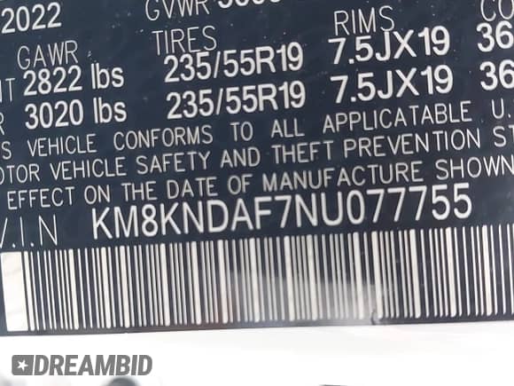 2022 Hyundai Ioniq 5 SEL с VIN KM8KNDAF7NU077755, выставлен на аукционе IAAI как лот 42652070 с пробегом 17 648 миль миль и . История ставок и продаж доступна на DreamBid. Изображение 9.