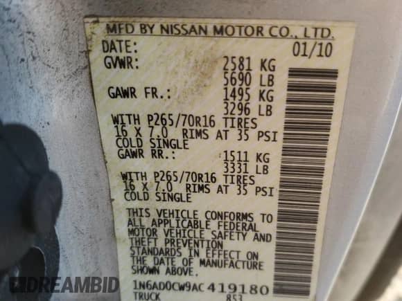 2010 Nissan Frontier SE с VIN 1N6AD0CW9AC419180, выставлен на аукционе Copart как лот 90118115 с пробегом 254 904 миль миль и Чистый • Clean title. История ставок и продаж доступна на DreamBid. Изображение 12.