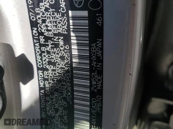 2020 Toyota Prius Limited with VIN JTDKARFP0L3132516, listed as a Copart auction lot 82269875 with 22,855 mi miles and Salvage title. Bid and sale history available at DreamBid. Image 12.