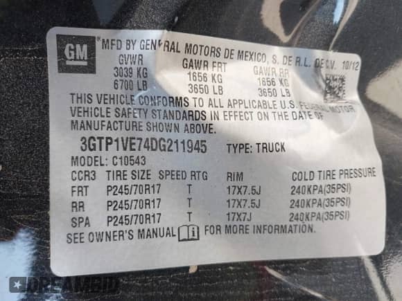 2013 GMC Sierra 1500 with VIN 3GTP1VE74DG211945, listed as a IAAI auction lot 41254964 with 80,909 mi miles and . Bid and sale history available at DreamBid. Image 9.