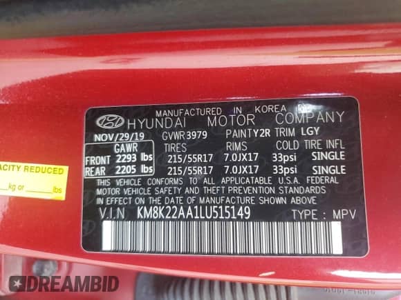 2020 Hyundai Kona SEL с VIN KM8K22AA1LU515149, выставлен на аукционе Copart как лот 69770195 с пробегом 40 103 миль миль и Списание • Salvage title. История ставок и продаж доступна на DreamBid. Изображение 12.