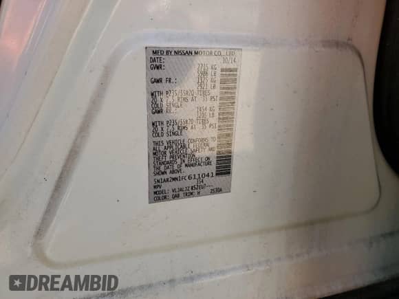 2015 Nissan Pathfinder SV с VIN 5N1AR2MN1FC611041, выставлен на аукционе Copart как лот 80826115 с пробегом 149 584 миль миль и Списание • Salvage title. История ставок и продаж доступна на DreamBid. Изображение 13.