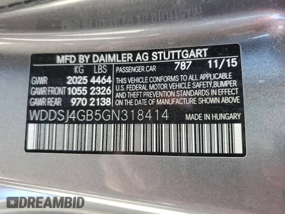 2016 Mercedes-Benz CLA 250 with VIN WDDSJ4GB5GN318414, listed as a Copart auction lot 66415225 with 84,321 mi miles and Salvage title. Bid and sale history available at DreamBid. Image 12.