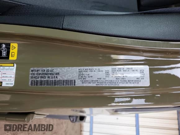 2025 Jeep Wrangler Sport S with VIN 1C4PJXDN2SW521926, listed as a Copart auction lot 65006895 with 341 mi miles and Salvage title. Bid and sale history available at DreamBid. Image 13.