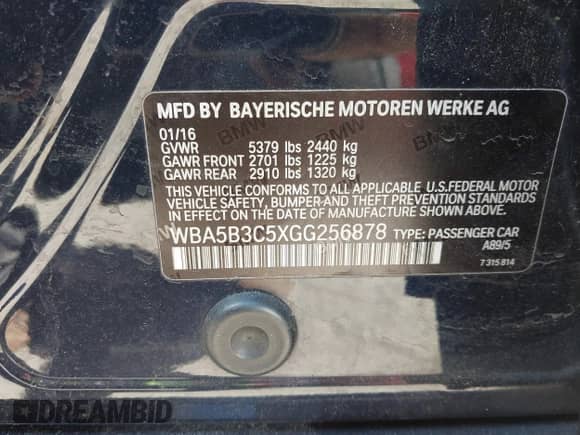 2016 BMW 5 Series 535i xDrive с VIN WBA5B3C5XGG256878, выставлен на аукционе IAAI как лот 42804336 с пробегом 85 439 миль миль и . История ставок и продаж доступна на DreamBid. Изображение 9.