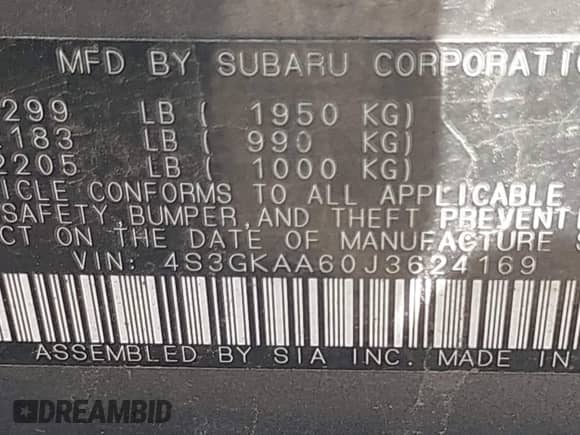 2018 Subaru Impreza z VIN 4S3GKAA60J3624169, wystawiony jako IAAI lot #42560971 z przebiegiem 100 718 mil mil oraz . Historia ofert i sprzedaży dostępna na DreamBid. Obrazek 9.