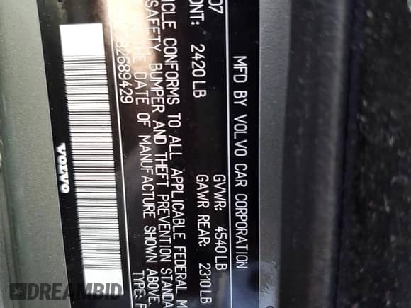 2008 Volvo S60 2.5T с VIN YV1RH592382689429, выставлен на аукционе Copart как лот 58556345 с пробегом 122 357 миль миль и Списание • Salvage title. История ставок и продаж доступна на DreamBid. Изображение 12.