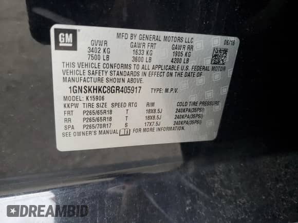 2016 Chevrolet Suburban LT with VIN 1GNSKHKC8GR405917, listed as a Copart auction lot 82617755 with 328,636 mi miles and Clean title. Bid and sale history available at DreamBid. Image 13.