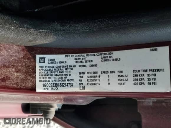 2008 Chevrolet Colorado 1LT with VIN 1GCCS339188214737, listed as a Copart auction lot 71700385 with 127,942 mi miles and Salvage title. Bid and sale history available at DreamBid. Image 12.