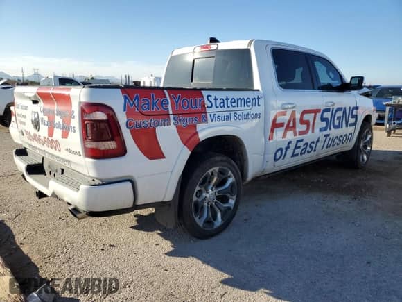 2022 Ram 1500 Longhorn with VIN 1C6SRFKMXNN362968, listed as a Copart auction lot 43429885 with 35,433 mi miles and Salvage title. Bid and sale history available at DreamBid. Image 3.