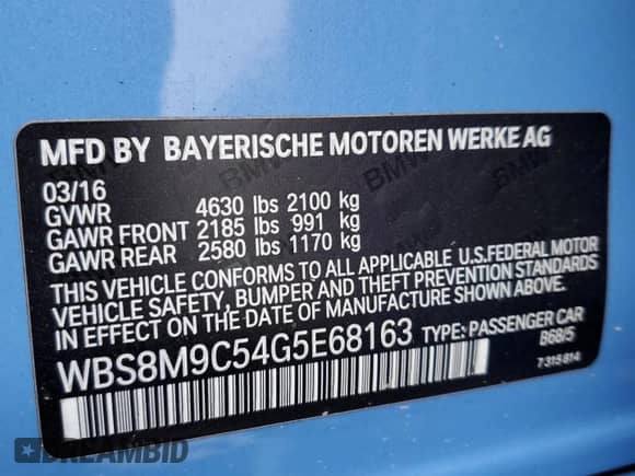 2016 BMW M3 с VIN WBS8M9C54G5E68163, выставлен на аукционе Copart как лот 67104665 с пробегом 59 232 миль миль и Списание • Salvage title. История ставок и продаж доступна на DreamBid. Изображение 13.