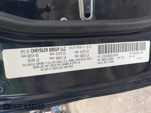 2014 Chrysler 300 с VIN 2C3CCAAG2EH124347, выставлен на аукционе IAAI как лот 42665137 с пробегом Не указан миль и . История ставок и продаж доступна на DreamBid. Изображение 9.