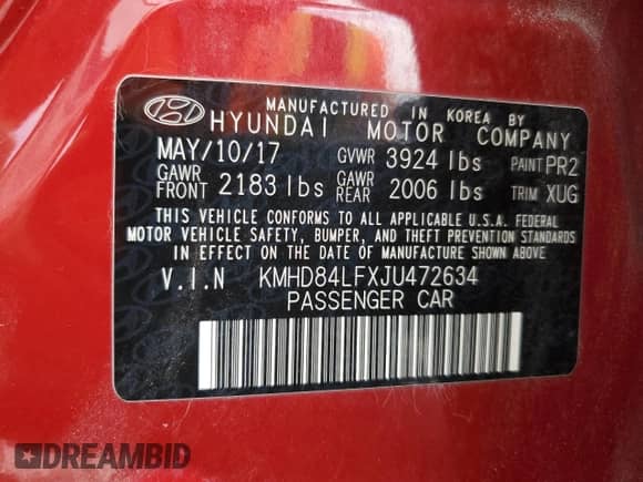 2018 Hyundai Elantra SEL с VIN KMHD84LFXJU472634, выставлен на аукционе Copart как лот 70388485 с пробегом 50 952 миль миль и Списание • Salvage title. История ставок и продаж доступна на DreamBid. Изображение 13.