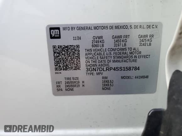 2025 Chevrolet Equinox EV LT с VIN 3GN7DLRP4SS158784, выставлен на аукционе Copart как лот 70702795 с пробегом 7 529 миль миль и На запчасти • Non repairable. История ставок и продаж доступна на DreamBid. Изображение 13.