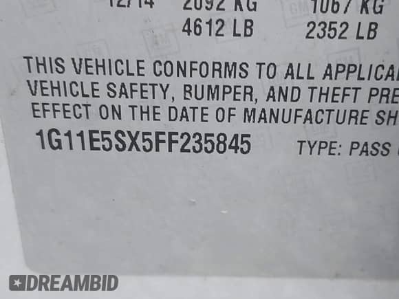 2015 Chevrolet Malibu LT с VIN 1G11E5SX5FF235845, выставлен на аукционе IAAI как лот 42743693 с пробегом 114 135 миль миль и . История ставок и продаж доступна на DreamBid. Изображение 9.