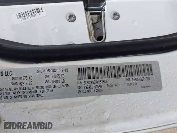 2019 Chrysler 300 S с VIN 2C3CCABGXKH539507, выставлен на аукционе IAAI как лот 42290877 с пробегом 198 873 миль миль и . История ставок и продаж доступна на DreamBid. Изображение 9.