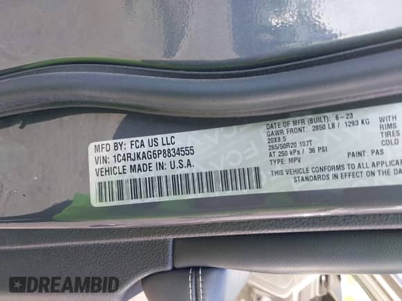 2023 Jeep Grand Cherokee Altitude with VIN 1C4RJKAG6P8834555, listed as a IAAI auction lot 41477838 with 28,326 mi miles and . Bid and sale history available at DreamBid. Image 9.