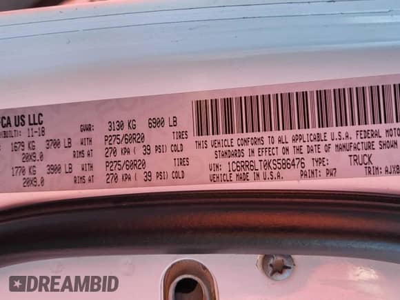 2019 Ram 1500 Big Horn с VIN 1C6RR6LT0KS586476, выставлен на аукционе Copart как лот 90053415 с пробегом 87 571 миль миль и Чистый • Clean title. История ставок и продаж доступна на DreamBid. Изображение 10.